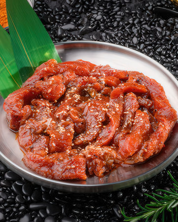 Korean food, Kimchi with sesame seeds on white backgroundの写真素材