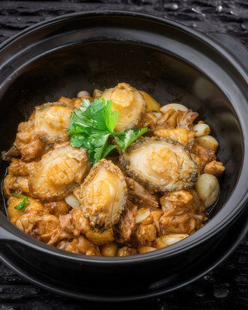 japanese cuisine. Stir-fried squid in oyster sauceの写真素材