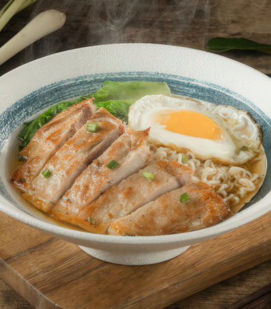 japanese food, simmered rice noodles with pork and eggの写真素材