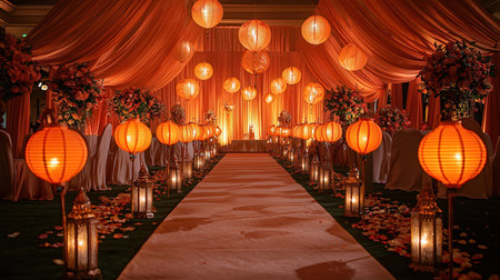 Lanterns and chinese lanterns in a wedding ceremonyの素材
