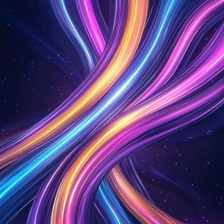 Abstract background with glowing lines and sparkles. Vector Illustration.の素材