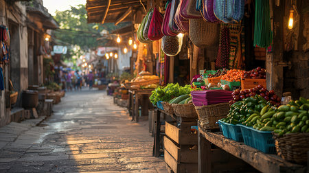 Street market in the old town of Hoi An, Vietnam.の素材