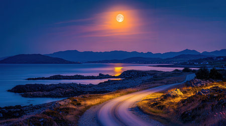 Beautiful seascape. Long exposure photo of a road leading to the sea.の素材