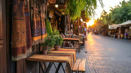 Street cafe in the old town of Chiang Mai, Thailand.の素材