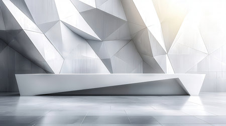 Modern white interior with geometric pattern. Mock up, 3D Renderingの素材