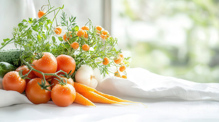 Fresh vegetables on the table in the kitchen. Selective focus. nature.の素材