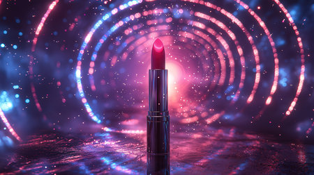 Lipstick on a dark background with bokeh. 3d renderingの素材