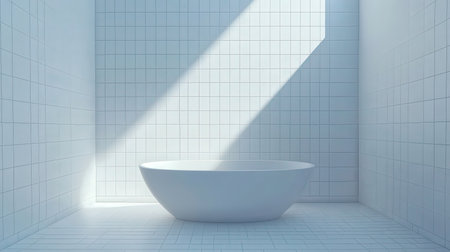 White bathtub in a modern bathroom. 3d render illustration.の素材