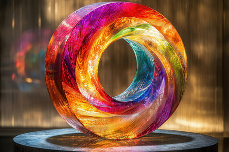 Colorful abstract circle shape, 3D rendering background. Computer digital drawing.の素材