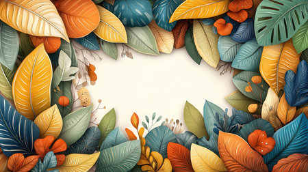 Autumn leaves background with space for your text. Vector illustration.の素材
