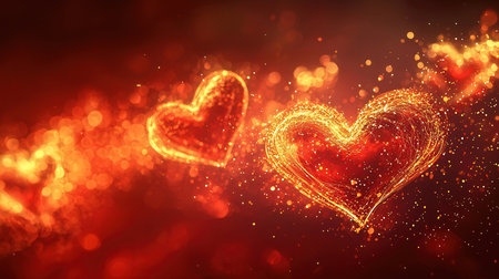 Valentine's day background with glowing hearts. 3D renderingの素材