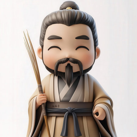 3d illustration of japanese man in kimono with chopsticksの素材