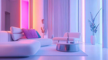 3d rendering of a modern living room with a white sofa, a coffee table and a lampの素材