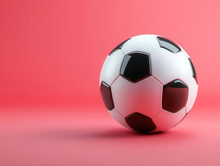 Soccer ball on a red background. 3d illustration. 3d rendering.の素材