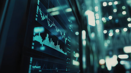 Stock market or forex trading graph and candlestick chart suitable for financial investment concept. Economic trends background for business idea and all art work design. Abstract finance background.の素材