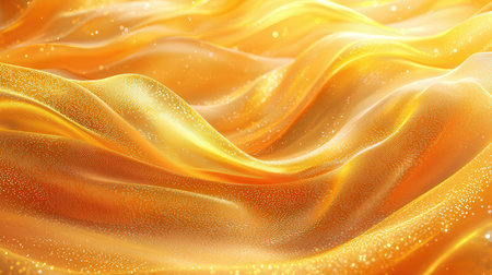 Golden silk background with sparkles. 3d rendering, 3d illustration.の素材