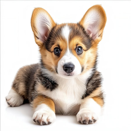 Pembroke Welsh Corgi puppy isolated on white backgroundの素材