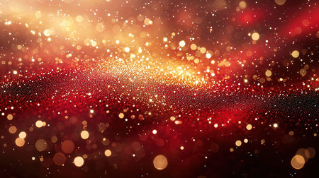 Glitter vintage lights background. Red and gold. de-focusedの素材