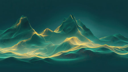 Abstract 3d wireframe landscape background. Futuristic technology style.の素材