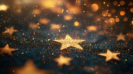 golden stars bokeh background, christmas and new year conceptの素材