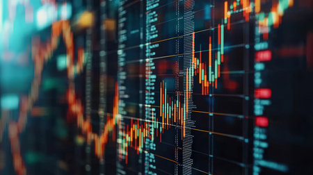 financial stock market graph on digital screen. Economic trends background for business idea and all art work design. Abstract finance background.の素材
