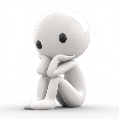 Sad man on a white background. 3d image. Isolated white backgroundの素材