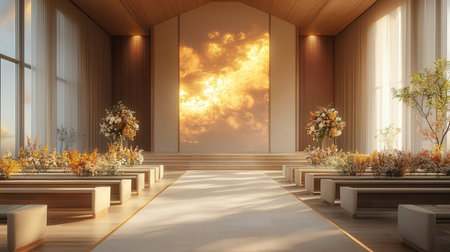 3D rendering of the interior of a Japanese temple in the morning.の素材