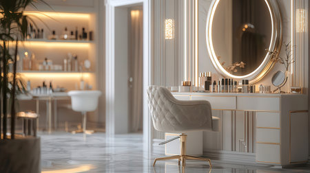 Luxury bathroom interior with a mirror. 3d render.の素材