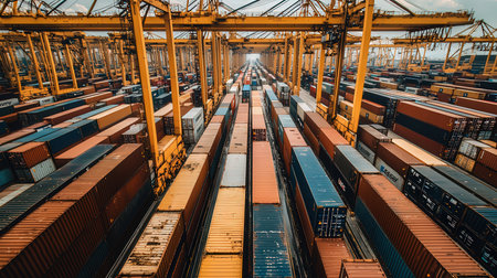 Containers shipping in the port of Rotterdam, Netherlands.の素材