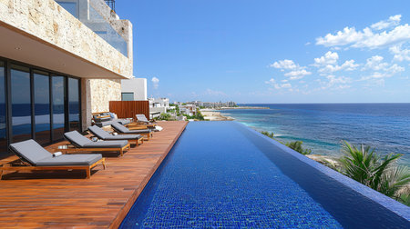 Swimming pool in luxury villa on the beach. Nobody insideの素材