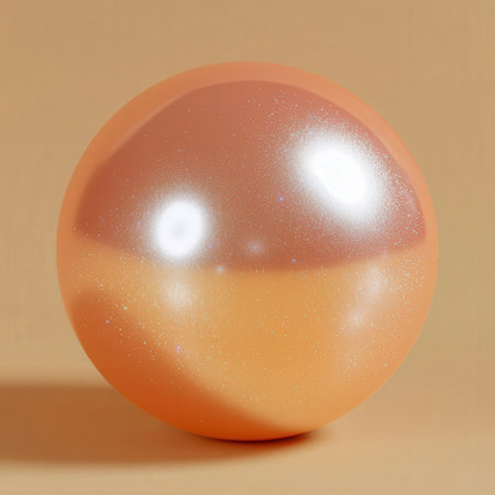 Glossy sphere on a beige background. 3d renderの素材