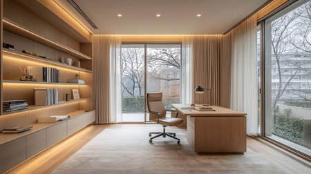 Luxury modern office interior design. 3D rendering mock upの素材