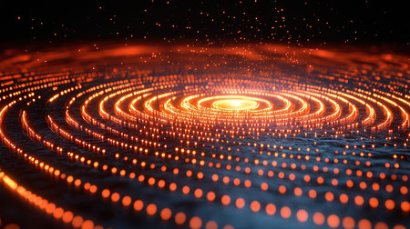 Futuristic technology wave with glowing particles. 3d rendering.の素材