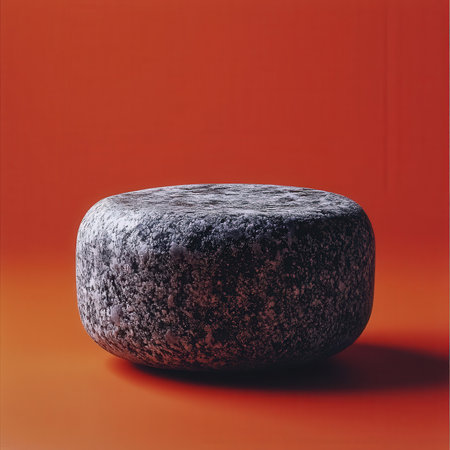 Podium on a orange background. 3d rendering, mock upの素材