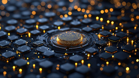 Circuit board futuristic technology concept background. 3d rendering - illustrationの素材