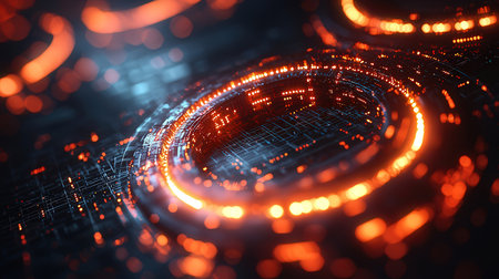 Futuristic technology interface. Circuit board. 3d rendering toned imageの素材