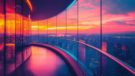 Sunset view from the observation deck of Hangzhou,China.の素材