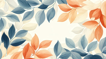 Floral background with leaves in pastel colors. Vector illustration.の素材