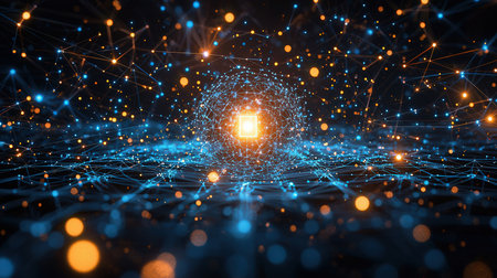 Abstract digital background. Network connection concept. 3D Rendering.の素材