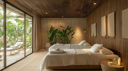3d rendering luxury hotel bedroom suite with nice decoration in tropical islandの素材