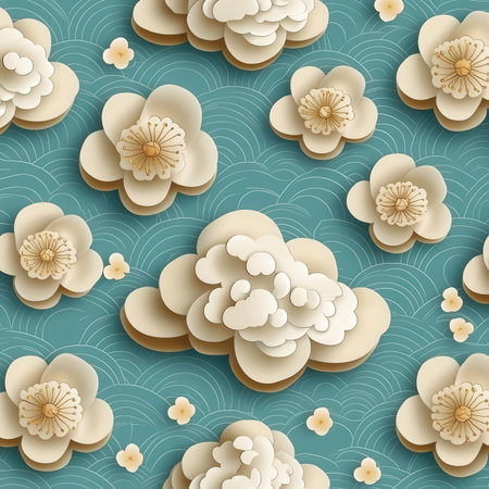 Seamless pattern with jasmine flowers. Vector illustration.の素材