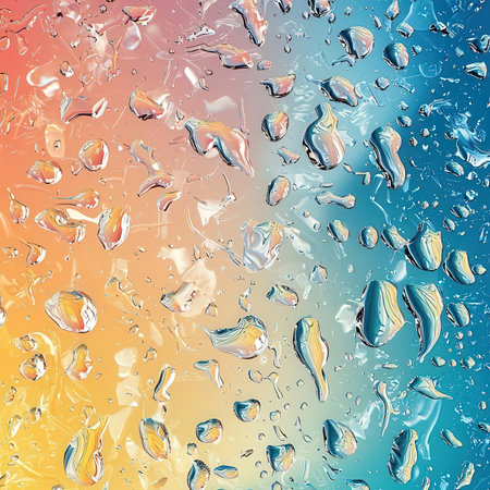 abstract background of water drops on the glass, multicolored backgroundの素材