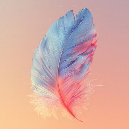 Beautiful color feather on soft pastel background, feather designの素材