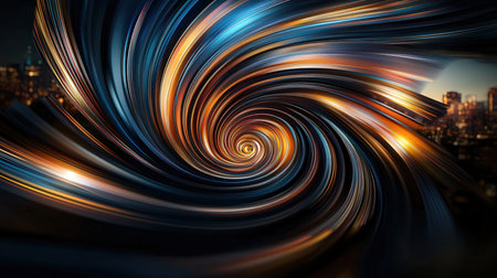 abstract background with the image of a spiral in the center of the cityの素材