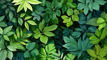 Green leaves seamless pattern background. Vector illustration for your graphic design.の素材