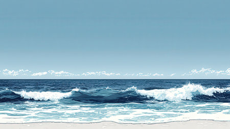 Seascape with waves and blue sky. Elements of this image are furnished by NASAの素材