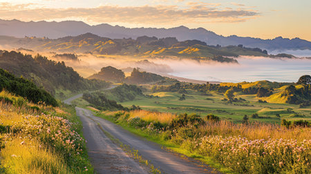 Sunrise in the morning on the island of Sao Miguel, Azoresの素材