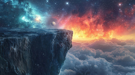 Fantasy alien planet in deep space. 3D rendering. Elements of this image furnished by NASAの素材