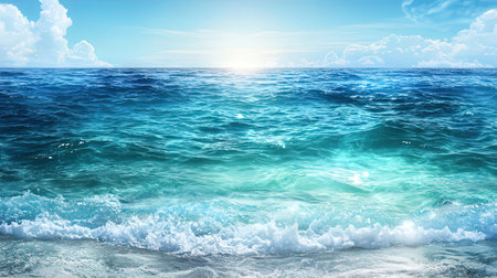 Beautiful seascape with blue sea and sky. Nature backgroundの素材