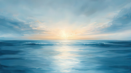Beautiful seascape at sunset. 3d render illustration.の素材